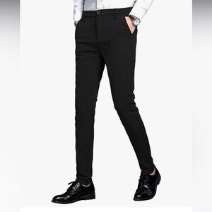 Plaid & Plain Men's Stretch Slim Fit Skinny Suit Pants